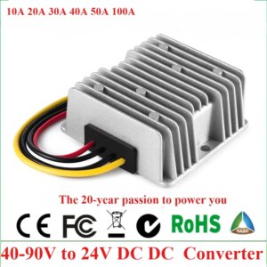40-90V to 24V 10A-50A 60V 72V 80V to 24V DC DC Step Down Converter Reducer Voltage Power Supply Unit Electric Scooter CE ROHS