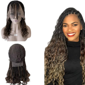 22 inches Burmese Virgin Human Hair Ombre Piano Color T1b/27 P #1b 180% Density Box Braids Lace Frontal Wig for Black Woman