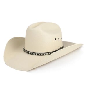 Outdoor vintage striped belt braid hard set four-brimmed cowboy hat waterproof shade