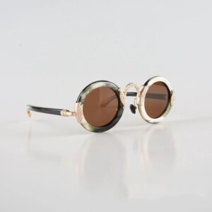 Women Sunglasses Men Unique Round Thick Copper Retro Handmade Black White Horn Man Sunglass Vintage Classic Glasses Eyeglasses