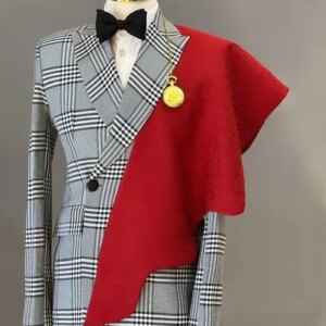 Luxurious Tailored Wedding Suits for Man 2 Pieces Jacket Pants Grid Fabric Shawl Formal Business Evening Party Wear Customized