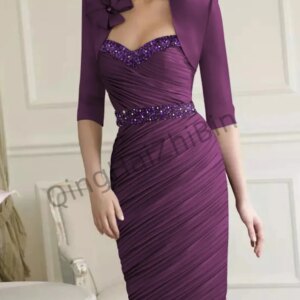 Customized 2 Pieces Elegant Mother of the Bride Dresses with Jacket Rhinestones Mermaid Wedding Guest Party Groom Dress 2025