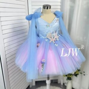 Summer Sleeveless new girls Festival Banquet Formal Occasion Evening dress Blue gradient Sea shell Element Girl’s first birthday