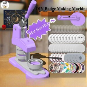 Children’s DIY Badge Making Machine Pin Badges Button Maker with 100PCS Button+Circle Cutter Student Handicraft Toy