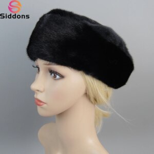 Hot Sale Fashion Winter Warm Women Knit Caps Mink Hats Berets Luxury Women Real Natural Mink Fur Hat Beanies Real Fur Berets