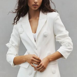 Simple Tailored 2 Pcs Women Suits Blazer Straight Pants Single Breasted Peak Lapel Long Sleeves Simple Stylish Women Customized