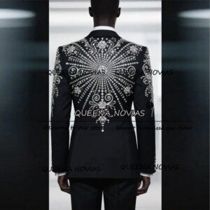 Exquisite Diamond Beaded Groom Wedding Suits 2 Pieces Sets Single Breasted Party Tuxedos Customized trajes de hombre elegante