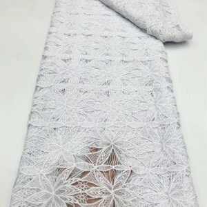 White African Lace Fabric 2024 Cord Lace Fabric 5 Yards High Quality Nigeria Lace Fabric African Lace Dresses For Woman N W115-1