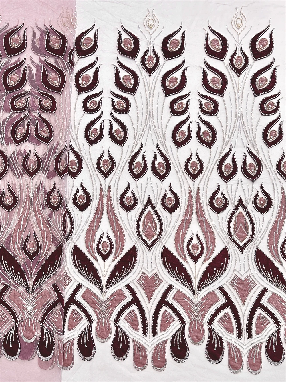 African Velvet Lace Fabric 5 Yards Nigerian Sequins Lace Fabric for Sewing Wedding Luxury Dress French Sequins Material Women