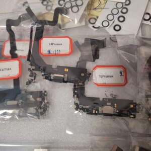 AAA Charging Port Flex Cable for 11 12 13 14 Pro Max Mini X XS XR USB Charger Dock Connector With Microphone