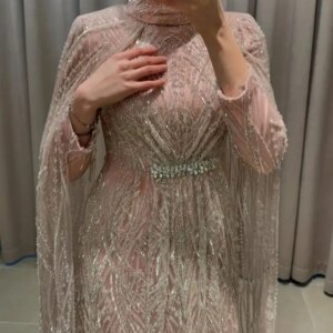 FATAPAESE Customized Fully Crystal Bead Pendant On Gown Sparking Gems Stones Bodice Long Tulle SleeveFloor-length Wedding Dress