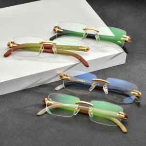 New Natural Black Cow Horn White Cow Horn Optical Glasses Frame High-end Frameless Square Men Women Myopia Blue Light Eyeglass