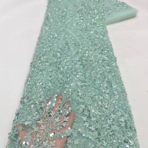 Luxury African Sequins Beaded Lace Fabric 2025 High Quality Lace 5 Yards French Lace Fabric Nigerian Lace Fabrics Party