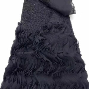 French Beaded Mesh Lace Fabric for Women, Luxurious Nigerian Tulle Gown, African Sequins Lace, Evening Dress Sewing