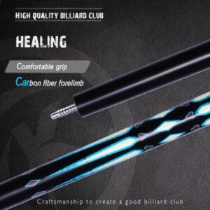 OKHEALING Jump Break Cue 3-Pieces Carbon Fiber Break Jump Cue with 12.9mm Tip Punch Cue Jump Cue Billiard Pool Cue 58" Pool Table Sticks, Weight Adjustable Design