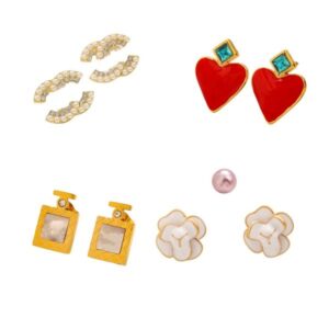 moissanite earrings designer jewelry earring moissanite earrings for woman Style Extravagant studs Classic simple earring Steel silver letter elagant women