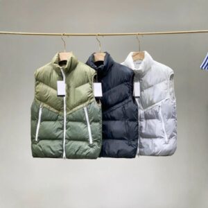 Designer men's Color blocked autumn and winter new Korean version loose short outer wear stand up collar vest