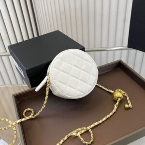 Ladies Lovely Mini Circle Bag Golden Ball Designer Waist Pack Adjustable Chain Lambskin Leather Zipper Cross Body Cosmetic Cases Shoulder Coin Handbags 10cm