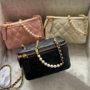 Designer Bag Handbag High Quality Crossbody Purse Half Moon Designer Makeup Bag Genuine Leather Cowhide Pearl Chain Hand Bags Cross Body Bags Women Shoulder Bag