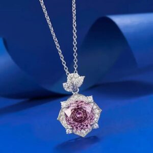 S925 sterling silver rose petal necklace 10mm rose purple red pendant personalized fashionable necklace pendant engagement birthday anniversary jewelry gift