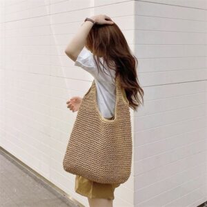 Fashion Straw Women Shoulder Bags Paper Woven Female Handbags Large Capacity Summer Beach Casual Tote Purses y240828