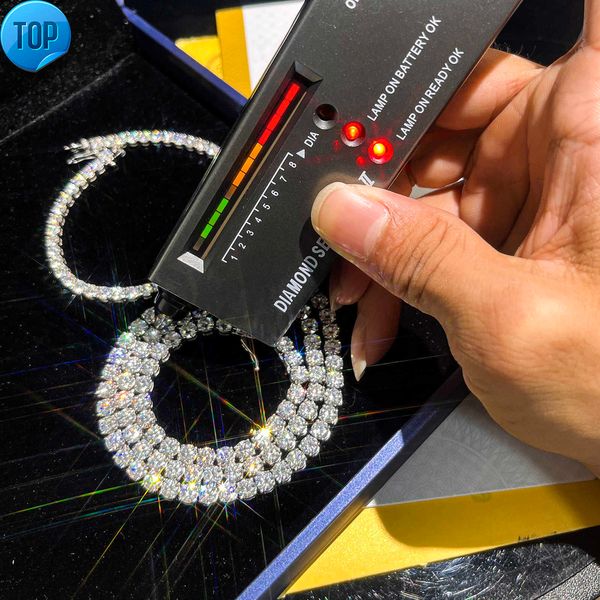 tennis chain moissanitevvs moissanite 2mm 3mm 4mm 10k gold lab grown diamond hip hop tennis chain 925 sterling silver bracelet