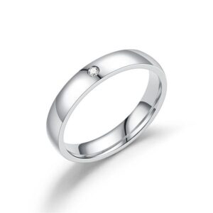 Simple Ring Stainless Steel Couple Ring with Diamond Finger Women Men Ring Jewelry Wholesale Size 6-13