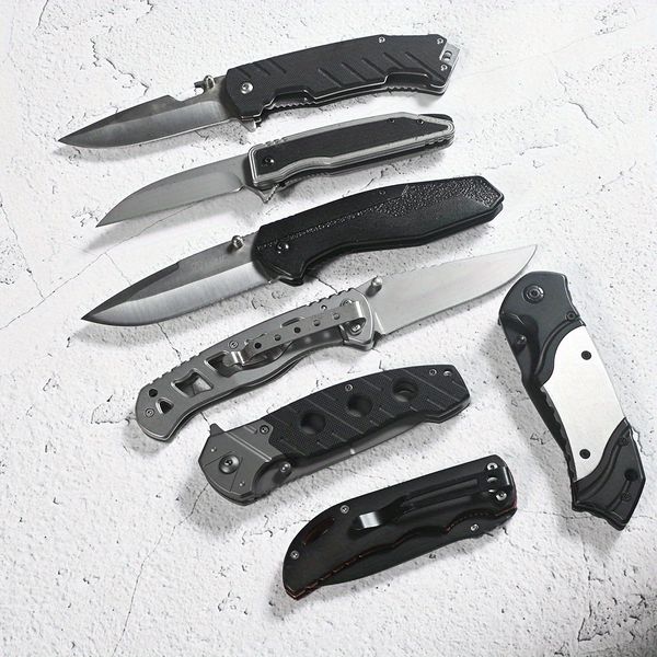 7pcs Pocket Folding Knife Stainless Steel Blade Knives and Lightweight Multi Tool for Camping, Outdoor Hunting Survival and EDC