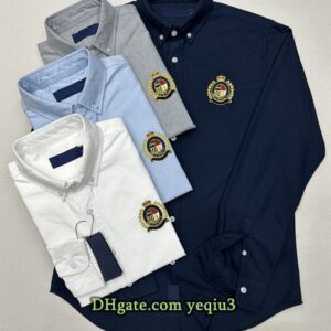 Men Designer Shirts Long-sleeved shirt Classic Small Horse Fashion Handsome shirts Embroidered badge Patterns Business Casual shirts Plus Size Plaid shirt blouse