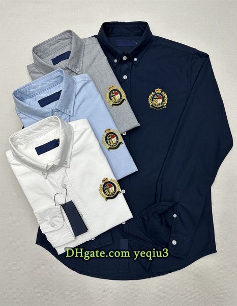 Men Designer Shirts Long-sleeved shirt Classic Small Horse Fashion Handsome shirts Embroidered badge Patterns Business Casual shirts Plus Size Plaid shirt blouse