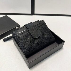 Designer Wallets Mini Wallets Black cowhide Caviar Leather Wallet Classic coin purse Handbags Clutch Bags Luxurys Purse Card Women Credit card slot Fortune bag 12m