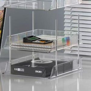 versatile clear plastic cabinet triple tier desk organizer for work documents