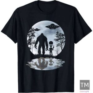 T shirt Mens Alien Bigfoot Moon Sasquatch UFO Extraterrestrial Men women T-Shirt shirts tshirt graphic tee Casual tops summer clothes Short sleeve