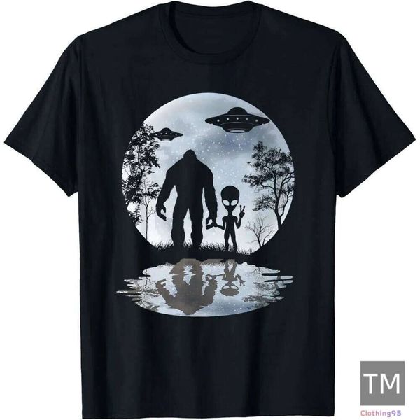 T shirt Mens Alien Bigfoot Moon Sasquatch UFO Extraterrestrial Men women T-Shirt shirts tshirt graphic tee Casual tops summer clothes Short sleeve