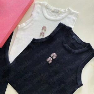 Womans Designer Shirt Luxury Women Sleeveless Fashion Pure Cotton Knitted Quality Crop Tops Clothing Designer Shirts For Womens BFG2411154-0