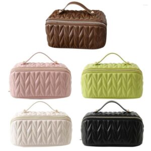 Cosmetic Bags PU Storage Bag Multifunctional Makeup Brush Large Capacity Lightweight With Zipper Portable For Holiday Gifts