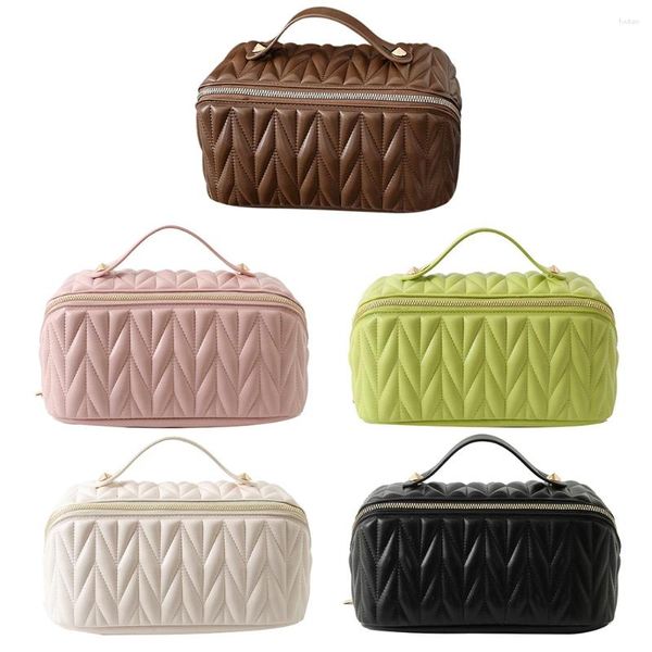 Cosmetic Bags PU Storage Bag Multifunctional Makeup Brush Large Capacity Lightweight With Zipper Portable For Holiday Gifts