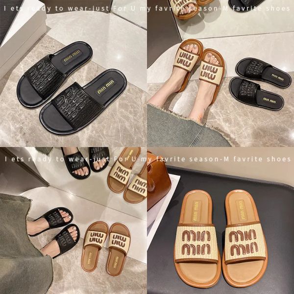 Free Shipping 2025 New slides designer Slippers for womans flat sandals fashion weave slipper outdoor Indoor holiday women shoes