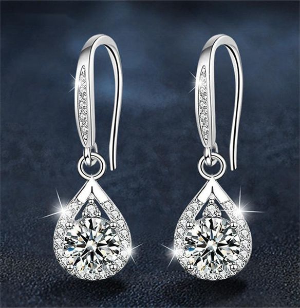 D Color Moissanite Drop Earrings 1 Carat Tear Shape S925 Silver Leverback Hooks | 3EX Cut Sparkling Teardrop Bridal Jewelry