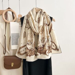New double-sided contrasting silk wool long scarf –839140