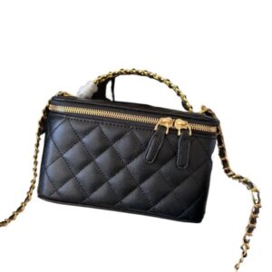 Classic woman cosmetic chain bag mini makeup bag crossbody toiletry bag designer handbag make up cases Inside Mirror Leather 5A