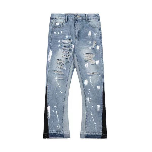 Fashiontrendy High Street Mens Jeans Pants Fashion Designer Blue Denim Flared Pant