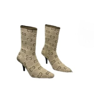 Fashion shoes British style classic boots Italian cowhide bottom dual elastic flat lines knit socks boots high heel bootwh111004