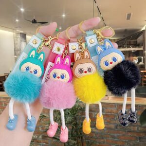 Trendy Labubu Milk Tea Cup Keychain – Couple Matching Bag Charm for Her