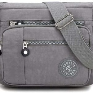 Womens Nylon Crossbody Waterproof Multi-Pocket Shoulder Tote Lightweight Travel Messenger Bag