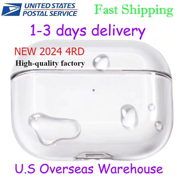 USA Stock for Apple AirPods 4 Pro 2 3rd Airpod Earphones 3 Solid Silicone Cute Protective Headphone Cover Apple Wireless Charging Box Shockproof 3nd 2nd Case