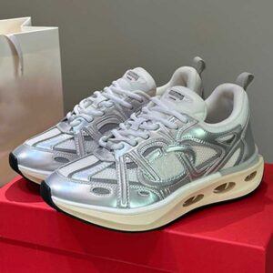 2024 VLogo Easyjog Low Top Sneaker Brand Designer Women Sports Shoes Breathable Mesh Silver Calf Leather Upper Ultra Light Rubber Sole Outdoor Womens Running Shoes