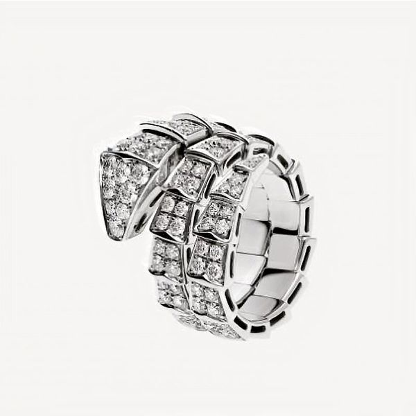 Desingers Ring Men and Women Width and Narrow Version Luxurys Open Rings Easy to Deform Lady Silver Snake Plated Light Bone Full Diamond Pattern Couple nice