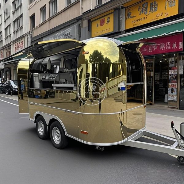 USA Standard Mobile Kitchen Fast Food Trailer Street Ice Cream Hot Dog Snacks Vending Fast Food Truck for Sales