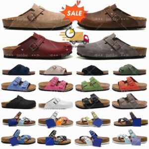 Men's Boston Clogs slippers Designer Sandals Sliders Mules Cork Flat Casual Suede Slides Classic Leather Slide Womens Favourite Beach Platform Shoes Birk Sandals